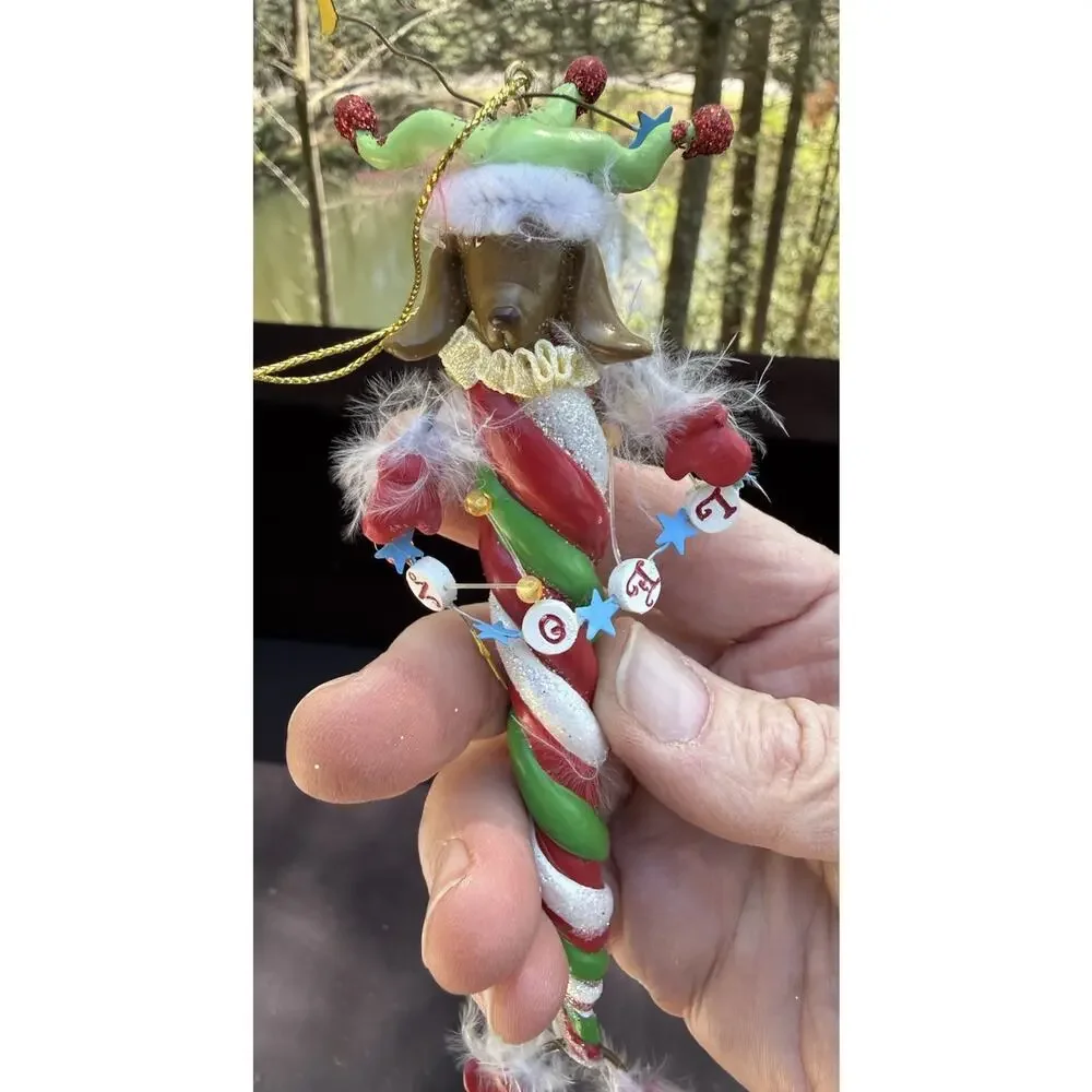 Vintage Katherines Collection Dangle Leg Noel Dog Christmas Ornament Rare! -K2